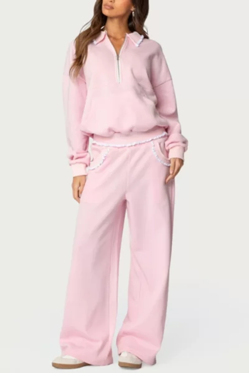 Edikted Ashtin Ruffle Trim Sweatshirt