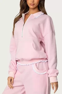 Edikted Ashtin Ruffle Trim Sweatshirt