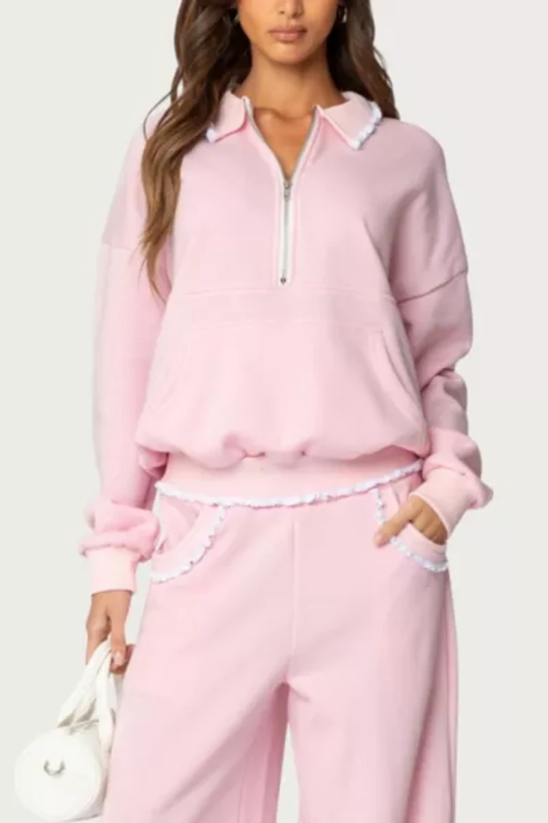 Edikted Ashtin Ruffle Trim Sweatshirt