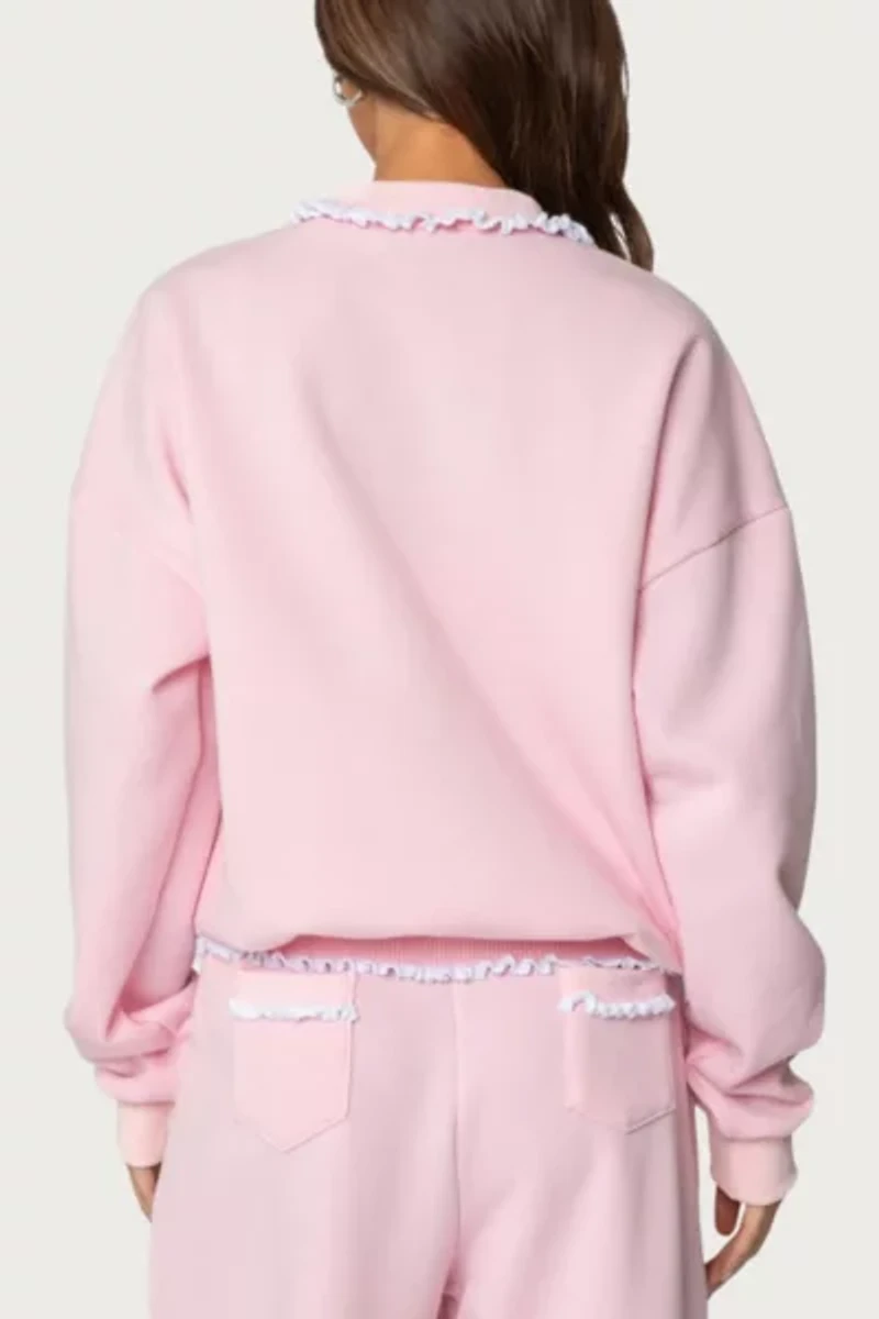 Edikted Ashtin Ruffle Trim Sweatshirt