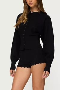 Edikted Maizy Scalloped Knit Micro Shorts