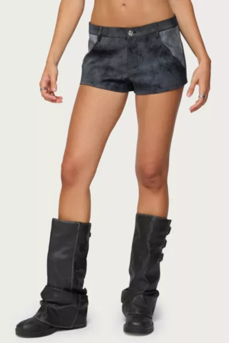 Edikted Rhiley Contrast Faux Suede Micro Shorts