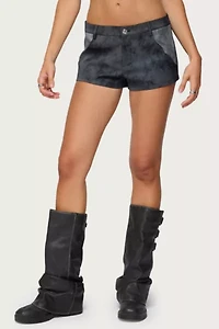 Edikted Rhiley Contrast Faux Suede Micro Shorts
