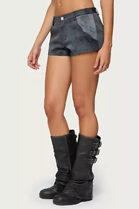 Edikted Rhiley Contrast Faux Suede Micro Shorts
