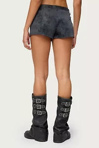 Edikted Rhiley Contrast Faux Suede Micro Shorts