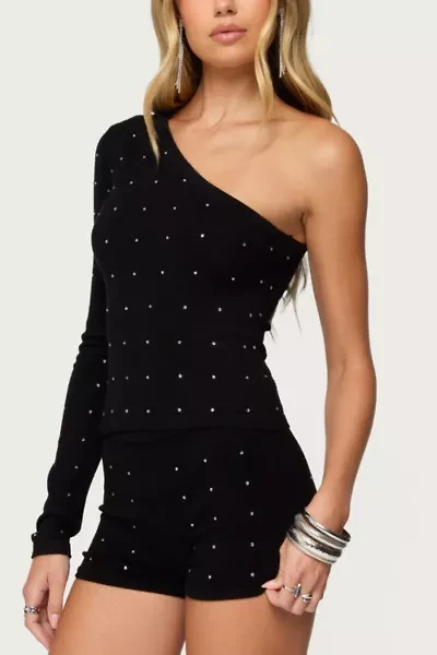 Edikted Harley Rhinestone One Shoulder Knit Top