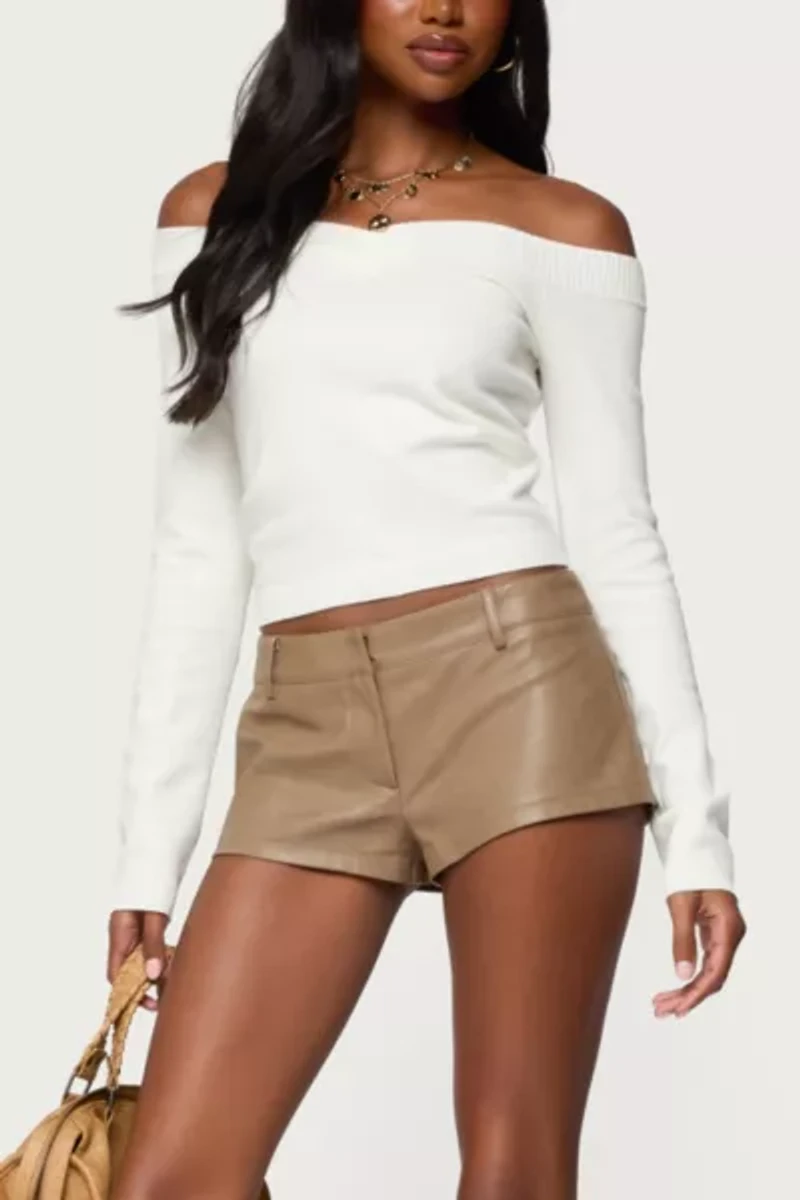 Edikted Leatrice Off Shoulder Knit Top