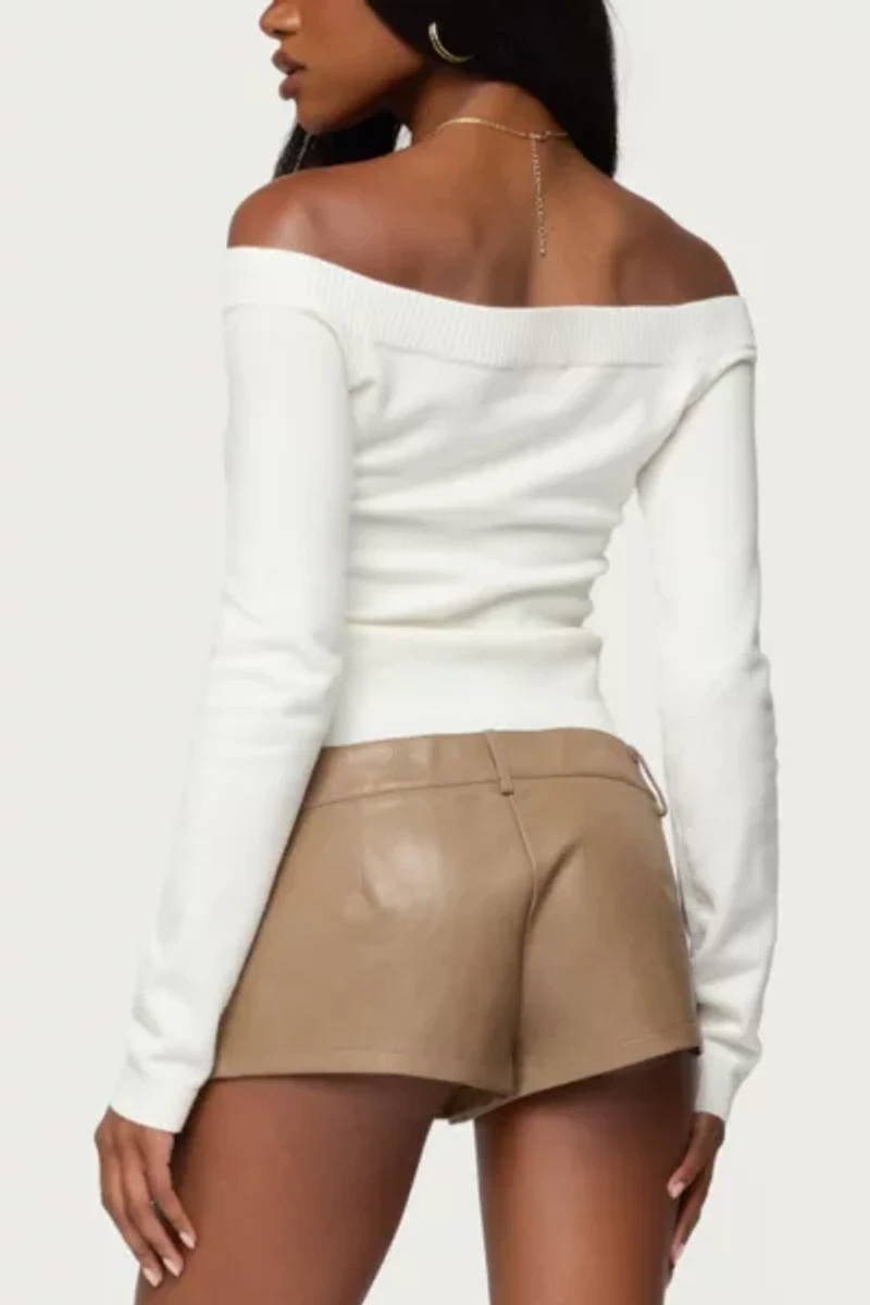 Edikted Leatrice Off Shoulder Knit Top