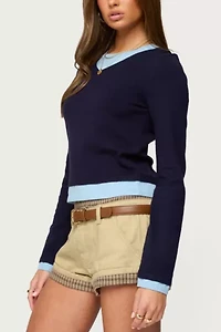 Edikted Marthie Layered Knit V Neck Top