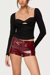 Edikted Mcrae Faux Leather Micro Shorts