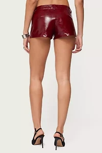 Edikted Mcrae Faux Leather Micro Shorts