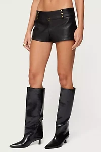 Edikted Reese Studded Faux Leather Micro Shorts