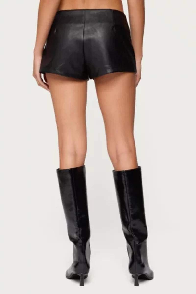 Edikted Reese Studded Faux Leather Micro Shorts