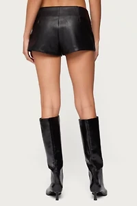 Edikted Reese Studded Faux Leather Micro Shorts
