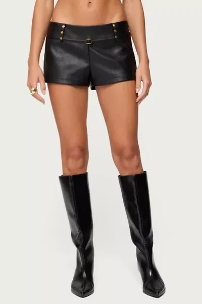 Edikted Reese Studded Faux Leather Micro Shorts