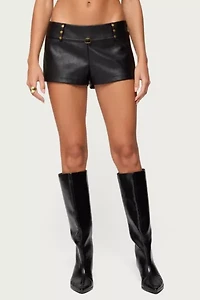 Edikted Reese Studded Faux Leather Micro Shorts