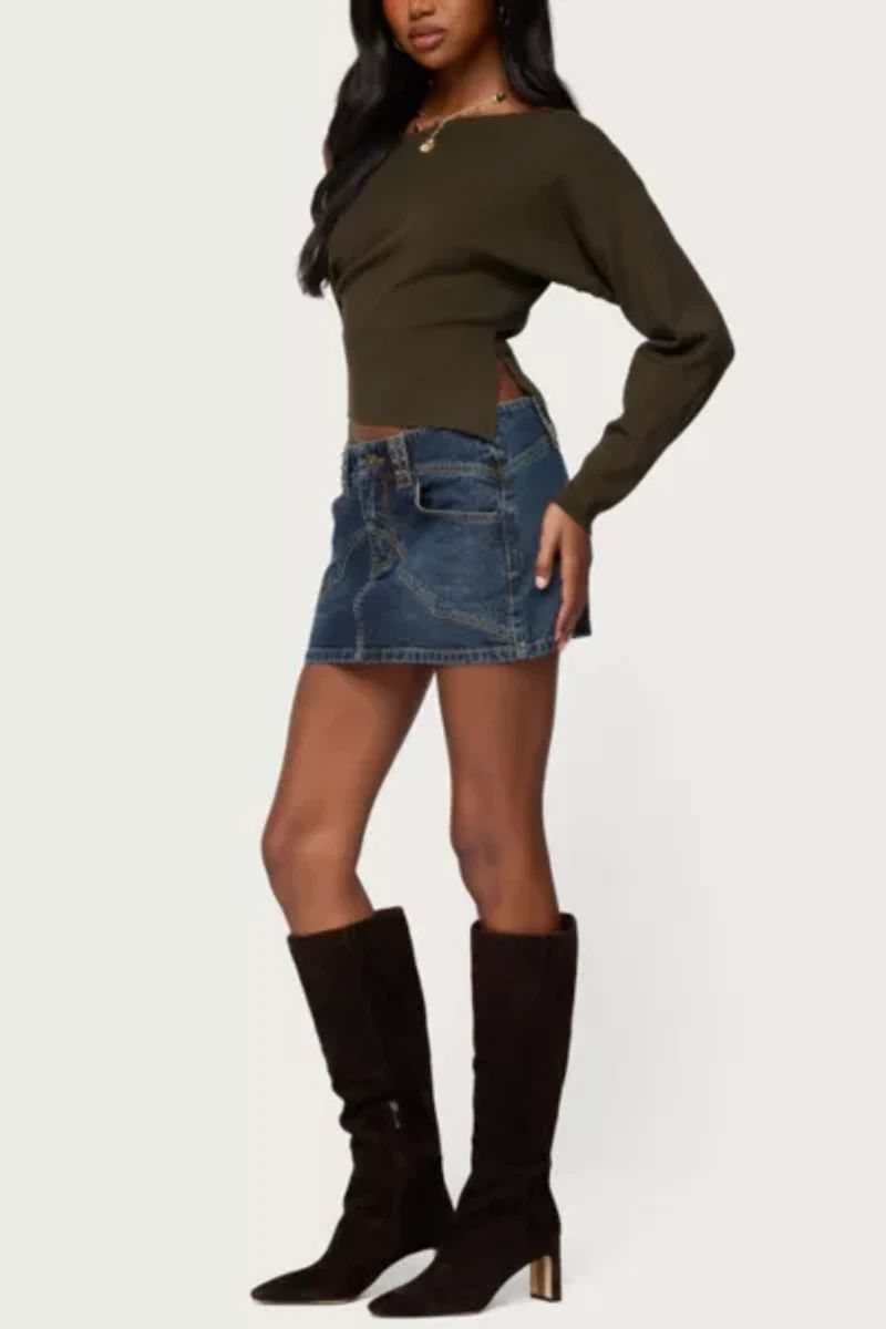 Edikted Chenelle Asymmetric Off Shoulder Sweater