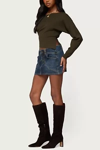 Edikted Chenelle Asymmetric Off Shoulder Sweater