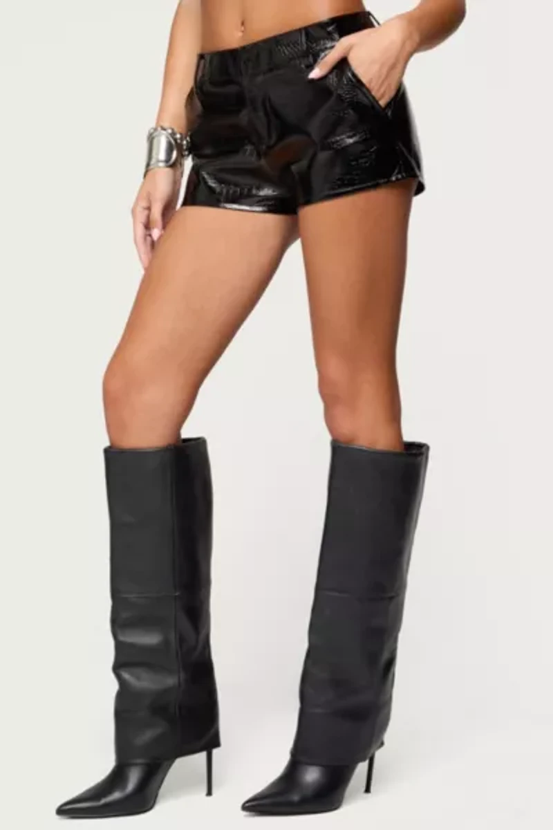 Edikted Matilde Faux Crocodile Leather Shorts