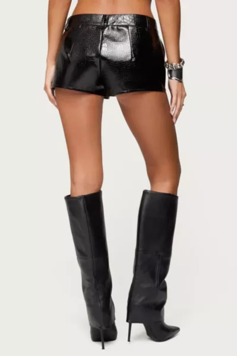 Edikted Matilde Faux Crocodile Leather Shorts