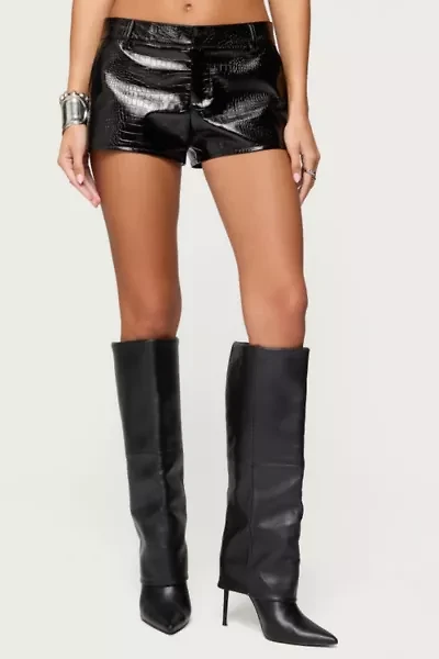 Edikted Matilde Faux Crocodile Leather Shorts