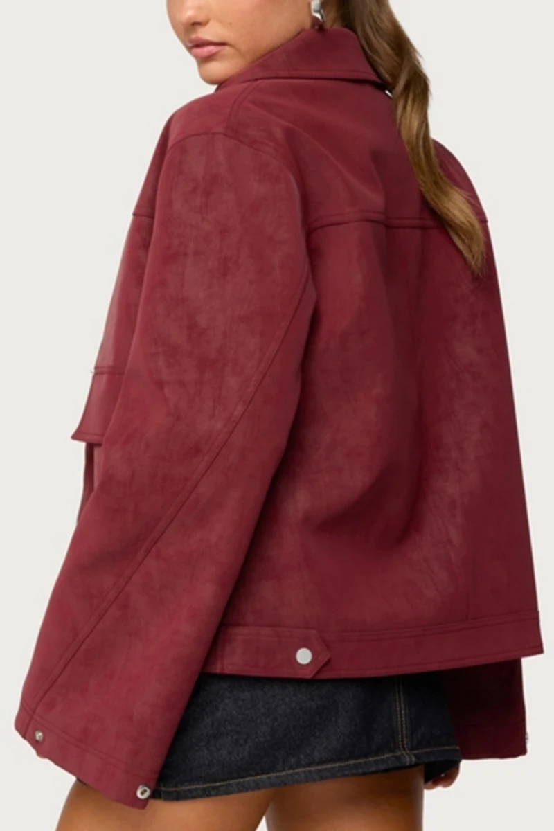 Edikted Annabelle Oversized Faux Suede Jacket