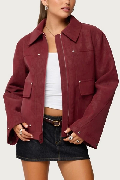 Edikted Annabelle Oversized Faux Suede Jacket