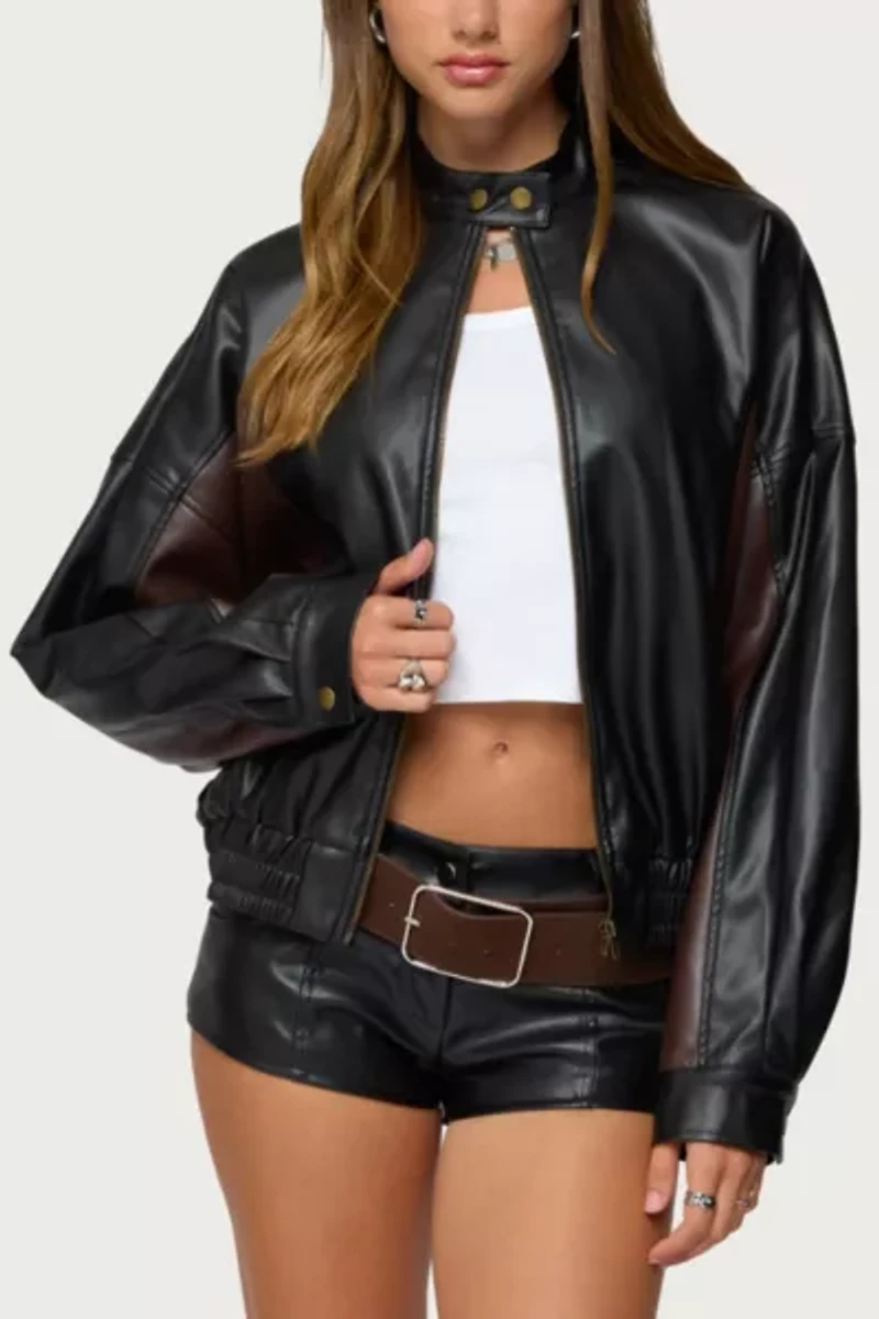 Edikted Lavena Contrast Faux Leather Jacket