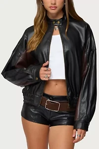 Edikted Lavena Contrast Faux Leather Jacket