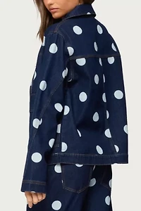 Edikted Leyah Polka Dot Oversized Denim Jacket