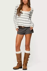 Edikted Lockie Striped Knit Babydoll Top