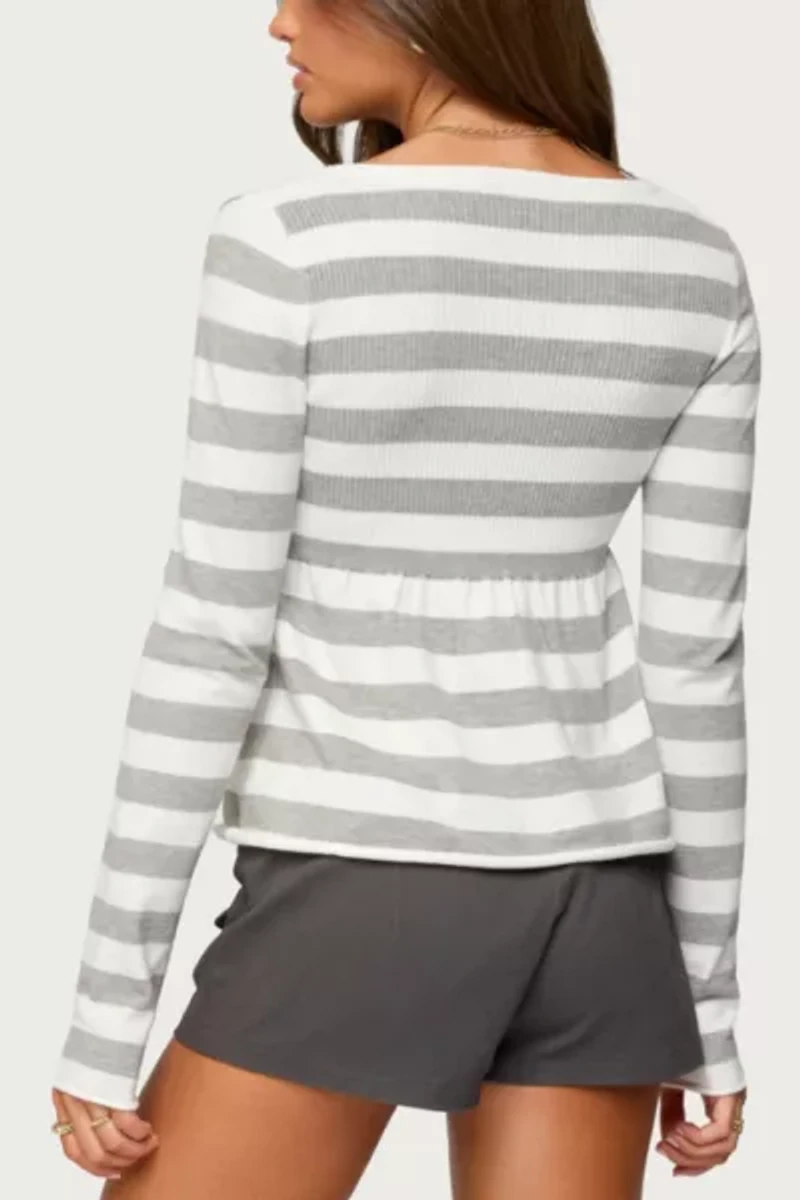 Edikted Lockie Striped Knit Babydoll Top