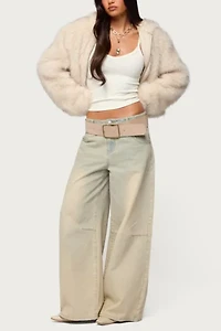 Edikted Beyonca Hooded Faux Fur Jacket