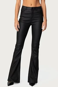 Edikted Luna Faux Leather Flare Jeans