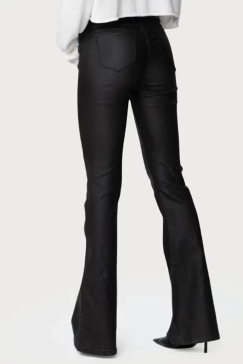 Edikted Luna Faux Leather Flare Jeans