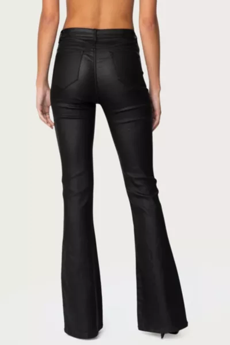 Edikted Luna Faux Leather Flare Jeans