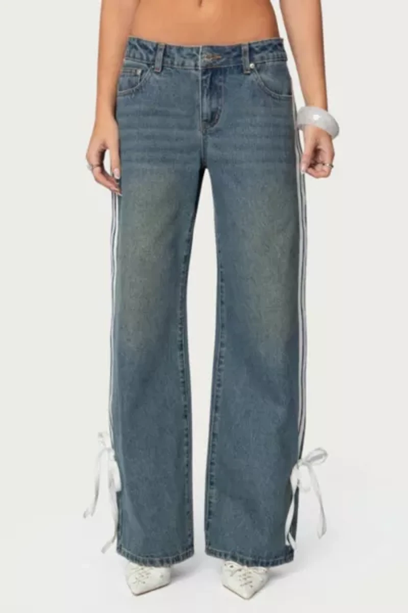 Edikted Washed Low Rise Ribbon Jeans