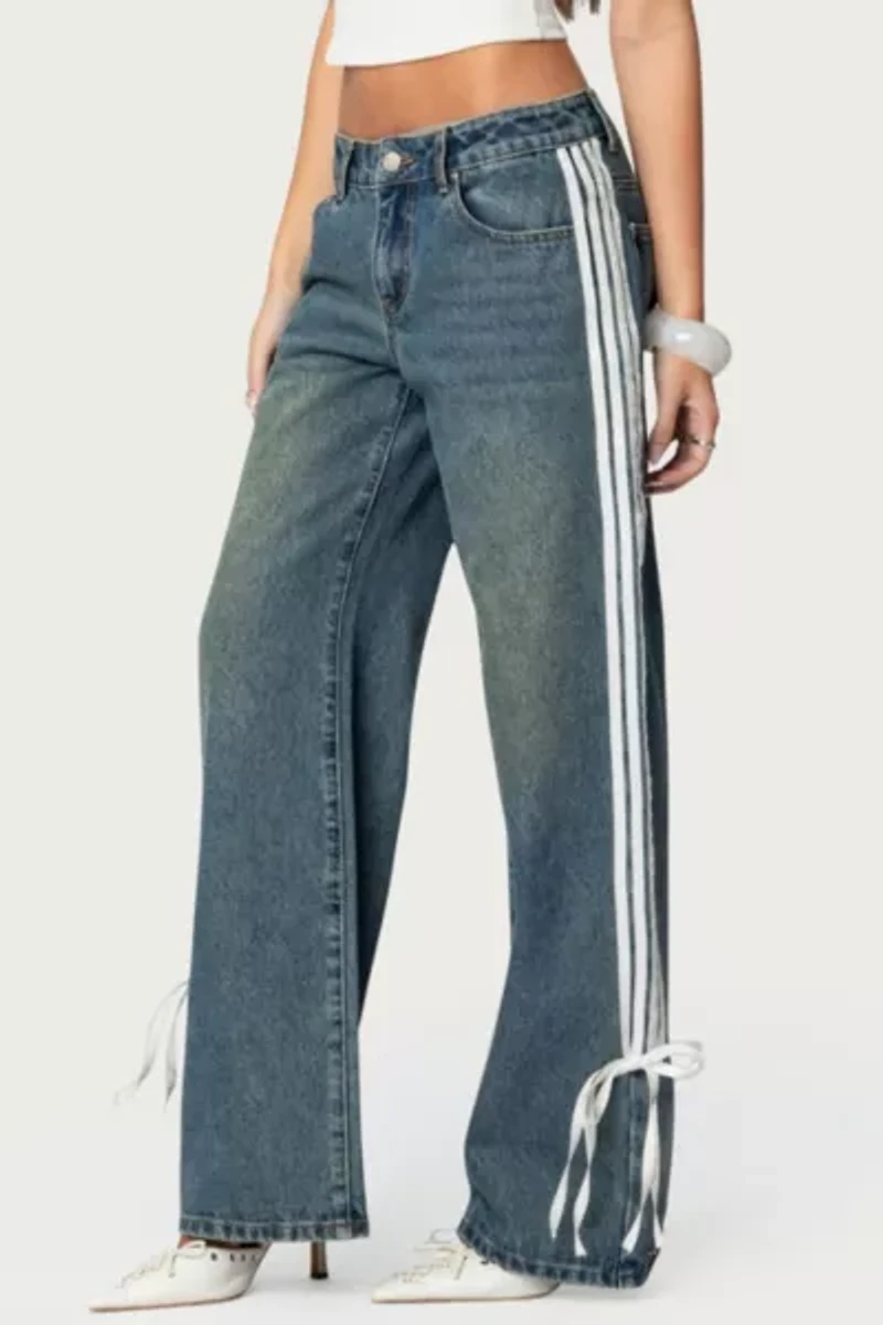 Edikted Washed Low Rise Ribbon Jeans