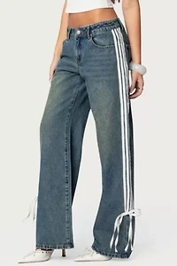 Edikted Washed Low Rise Ribbon Jeans