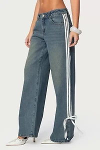 Edikted Washed Low Rise Ribbon Jeans