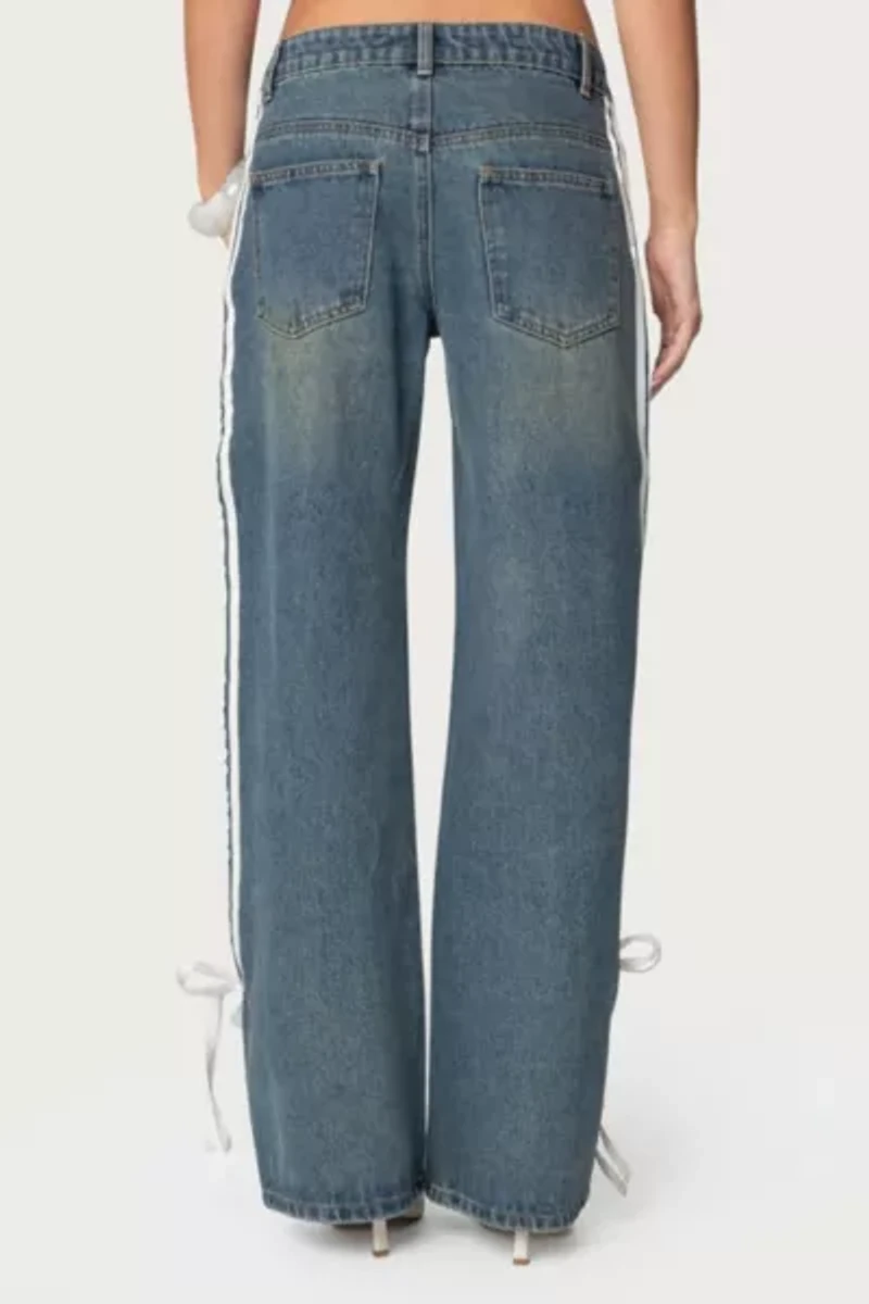 Edikted Washed Low Rise Ribbon Jeans