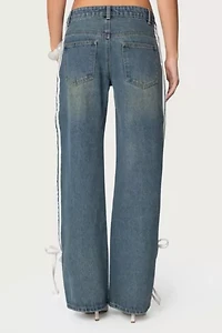 Edikted Washed Low Rise Ribbon Jeans