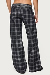 Edikted Kailani Plaid Low Rise Baggy Jeans