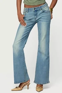 Edikted Jenni Washed Low Rise Flared Jeans
