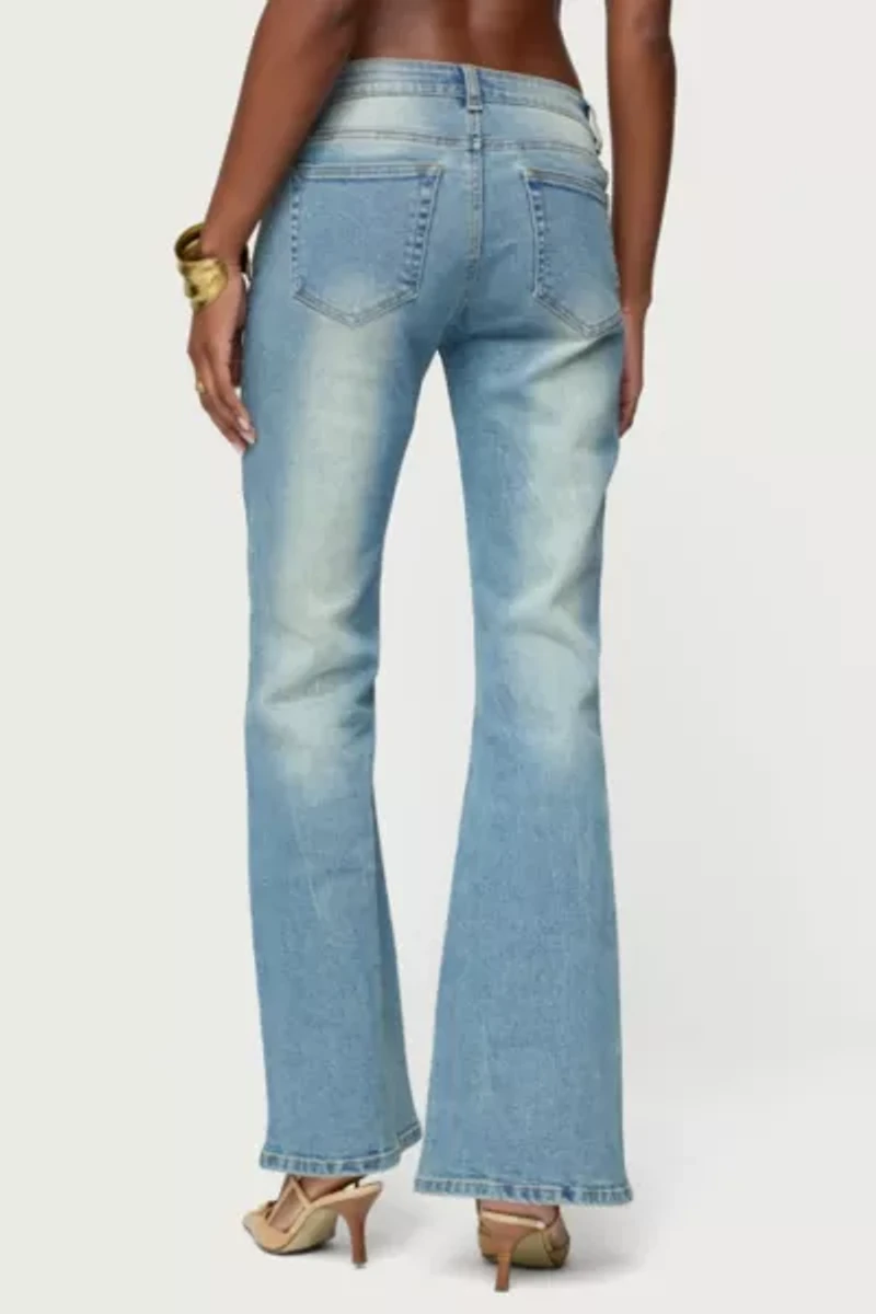 Edikted Jenni Washed Low Rise Flared Jeans