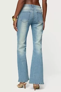 Edikted Jenni Washed Low Rise Flared Jeans