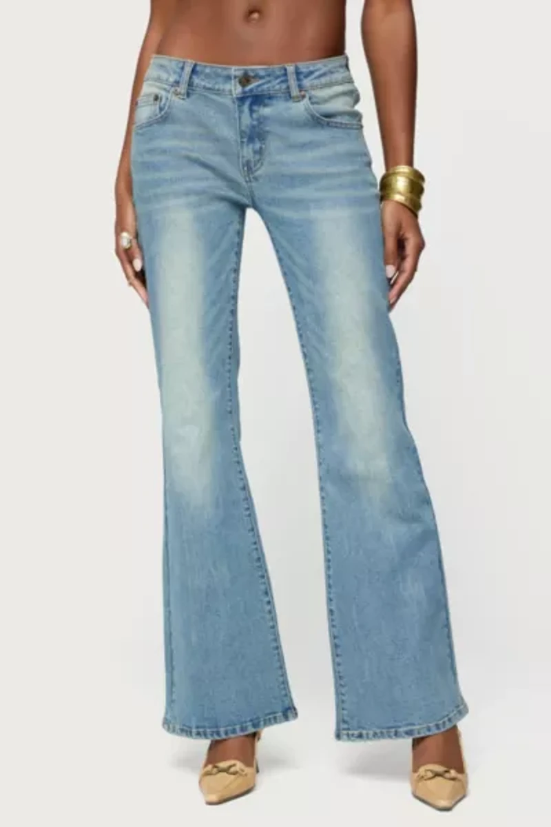 Edikted Jenni Washed Low Rise Flared Jeans