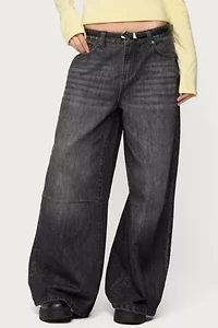 Edikted Skater Girl Washed Low Rise Jeans