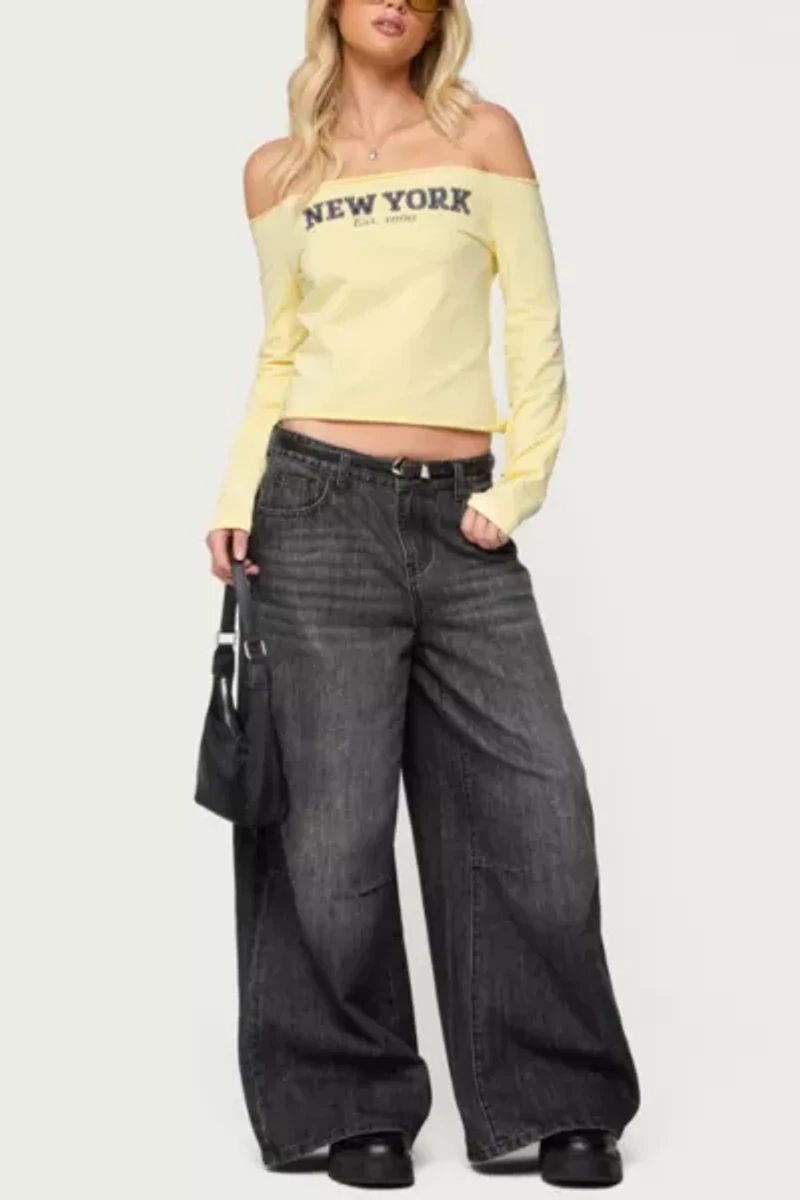 Edikted Skater Girl Washed Low Rise Jeans