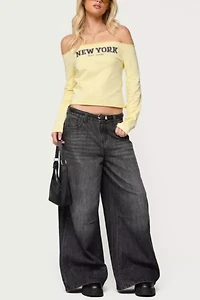 Edikted Skater Girl Washed Low Rise Jeans